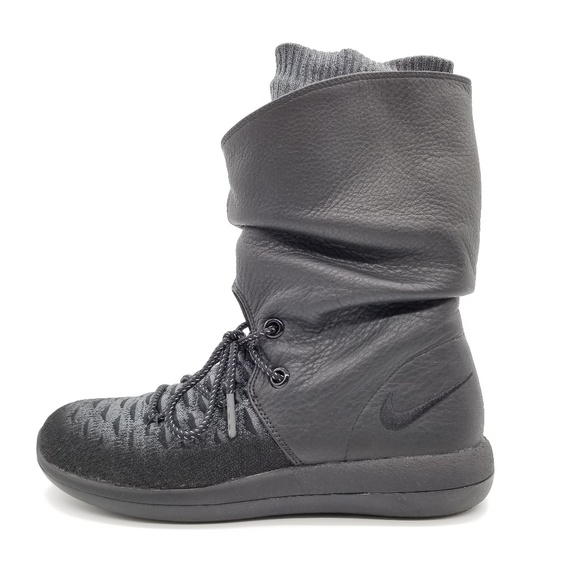 NEW Nike Roshe Two Hi Flyknit Sneaker Boots Black - Picture 4 of 7